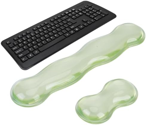 2 Pcs Gel Keyboard and Mouse Wrist Rest Set Ergonomic Clear Keyboard Wrist Pad Transparent Green Cooling Non-Slip Mouse Wrists Support for Office Gaming Typing Desk Accessories