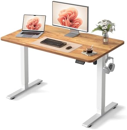 FEZIBO 48" Electric Standing Desk Height Adjustable Desk, Light Rustic
