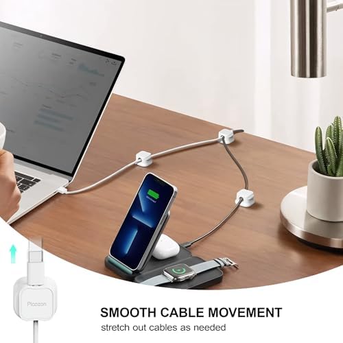 36 Pack Magnetic Cable Clip Organizer Cord Holder, Picozon Adhesive Cable Management, Wire Phone USB Charger Cable Holder, Keeper Organizer for Office Home Desktop Table - White