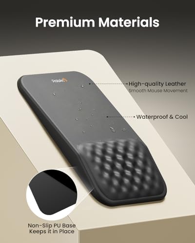 ProtoArc MP50 Ergonomic Mouse Pad with Wrist Rest, PU Leather, Black