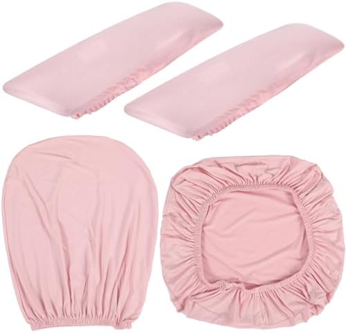 Tallew 4 Pcs Office Chair Covers Set Computer Universal Protective Stretchable Chair Seat Covers Desk Armrest Cover Slipcovers Pads Office Cushion Backrest for Rotating(Regular,Pink)