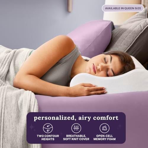 Sleep Innovations Memory Foam Contour Pillow, Queen Size, Head, Neck, and Shoulder Alignment, Side and Back Sleepers, Medium Support