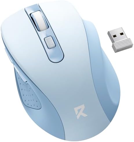 Redragon Wireless Mouse for Laptop, Bluetooth Mouse (BT5.0/3.0&2.4G) with 5 Level 4000DPI, Silent Cordless Computer Mice 6 Buttons,18 Months Battery,Compatible with PC, Laptop, Desktop-Blue