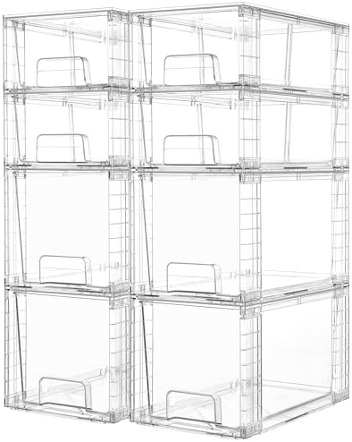 Vtopmart Clear Stackable Storage Drawers, 8 Pack Mixed Organizer Set