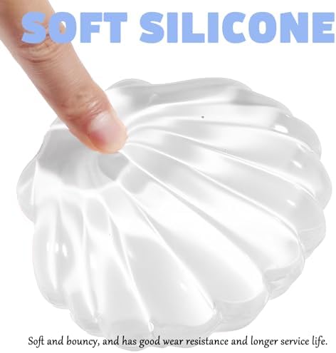 Gel Wrist Rest for Keyboard and Mouse Transparent Shell Keyboard Wrist Rest Ergonomic Cute White Clear Cool Seashell Mouse Wrist Pad Silicone Non-Slip Support for Computer Gaming Home Office