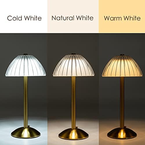 HEQET Cordless Table Lamps for Home,Table,Dining Room, Gold Rechargeable Lamps, USB Charge 12'' Tall LED Brass Portable Outdoor Indoor Table Lamp with Built-in Dimmer (Gold)