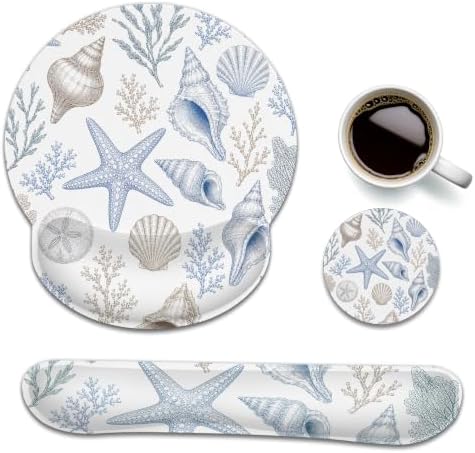 Beach Starfish Keyboard Wrist Rest and Mouse Pad Set with Matching Coaster