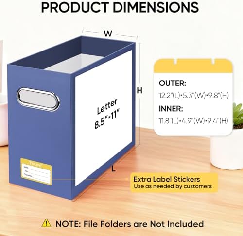 BALEINE 4PK File Organizer Box, Cardboard File Folder Organizer with Handle
