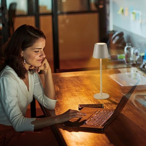 IMQSQIK 2 Pack Cordless Table Lamp, 5000mAh Portable Rechargeable LED Desk Lamp, 3 Color Modes Stepless Dimming Table Light with Memory Function, for Dinner, Patio, Home, Restaurant.