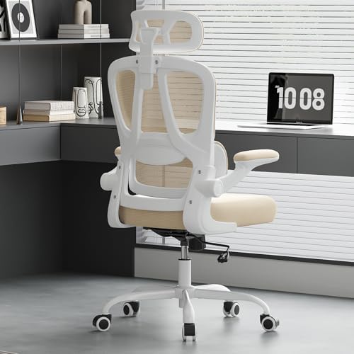 High Back Office Chair, Mesh Desk Chair with Lumbar Support and Flip-Up