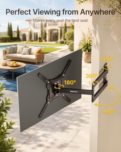monTEK Outdoor 29 Inch Long Arm TV Wall Mount for 23-65 Inch TV, & Indoor