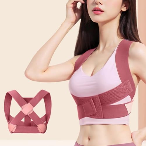 Minhe Invisible Posture Corrector Breathable Elastic Mesh Invisible Back Steady For Women Men Spinal Support to Improve Slouch(Pink S)