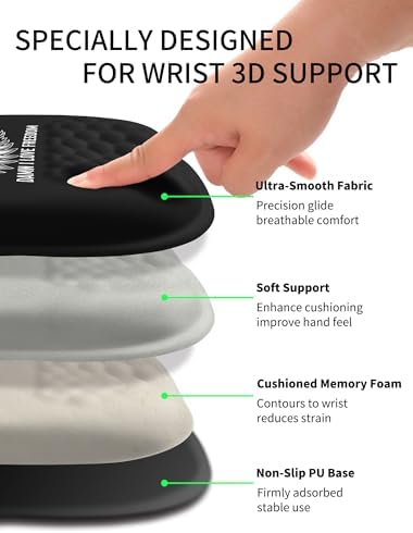 Hokafenle Ergonomic Wrist-Hugging Mouse Pad Wrist Support, U-Shaped Holding Wrist Rest Mousepad for Carpal Tunnel Pain Relief with Cushioned Memory Foam Slope Massage Bulge (Classic 10.2x8.3 in,DILF)