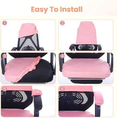 4 Pcs Office Chair Covers Set with Armrest, Stretchable Pink