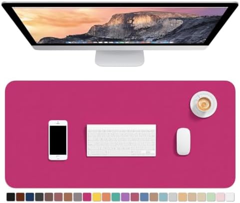 Hsurbtra Desk Pad, 30" x 14" PU Leather Desk Mat, XL Extended Mouse Pad, Waterproof Desktop Blotter Protector, Non-Slip Ultra Thin Large Laptop Keyboard Writing Mat for Office Home, Bright Rose