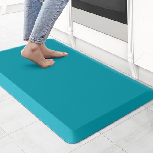 KitchenClouds Kitchen Mat Cushioned Anti Fatigue Kitchen Rug Non Slip Standing Mat Comfort Floor Mats for Sink Office (17.3"x28"- 0.8inch,Green)