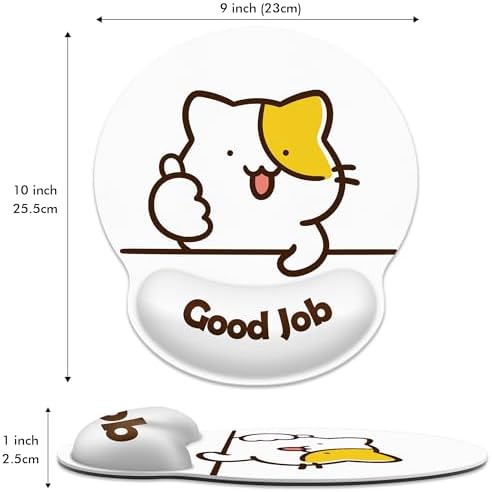 Good Job Cat Ergonomic Mouse Pad with Wrist Rest for Desk Work Office
