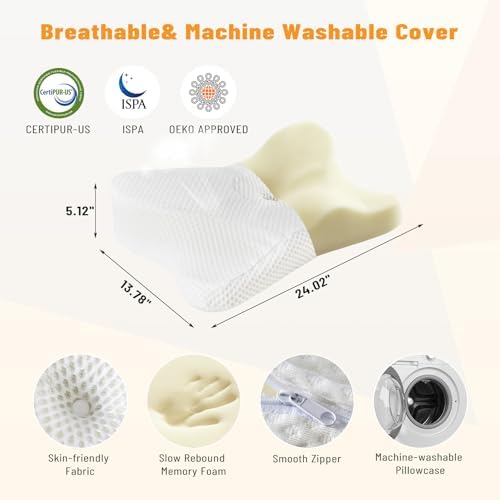 Cervical Neck Pillow, Memory Foam Contour Pillow, Queen