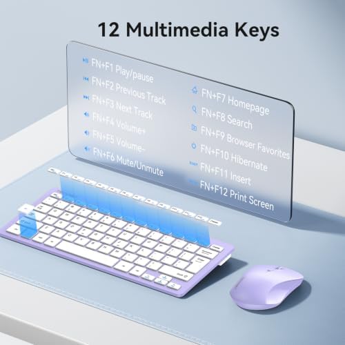 TECKNET Wireless Keyboard and Mouse Combo, Mini Cordless Computer Keyboard and Mouse Set 2.4GHz, Silent Adjustable 1600 DPI, Quiet Click, Lag-Free for Computer, Laptop, PC, Windows, Mac, Chrome OS
