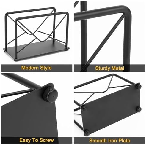 Modern Mail Holder for Home Office, Metal Letter Organizer Sorter for Desk, Cutout Mail Envelope Design, Bill Filling Paper Document Rack, Envelope Storage Rack with Metal Base
