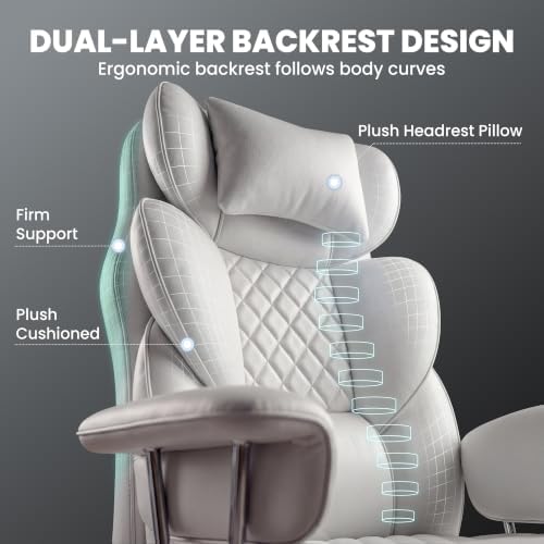 N-GEN GAMING Big and Tall Gaming Chair with Footrest, Reclining Chair,White