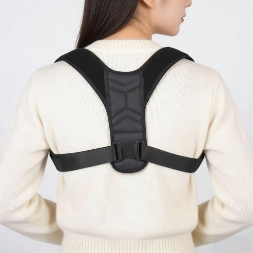 Adjustable Back Posture Belt for Upper Support, Lightweight Black