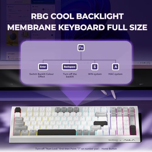 LEOBOG x Aula Wireless Keyboard 98 Keys Membrane Computer Keyboards