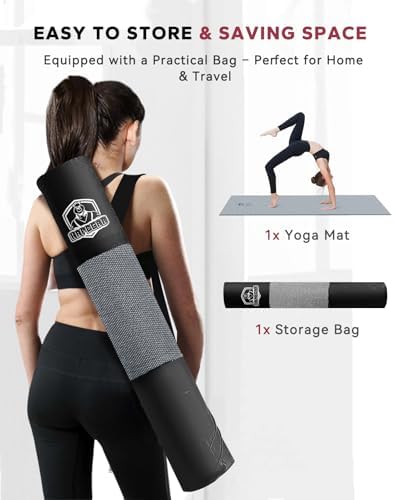 HAPBEAR Large Yoga Mat - 72"x36" Extra Wide Exercise Mat - 1/4" Thick Dual Color PVC | Anti-Slip Surface & High Cushioning - Ideal for Yoga, Pilates & Home Workouts - Bonus Mesh Bag