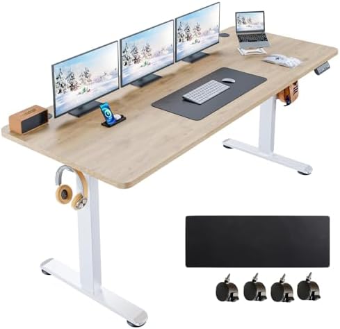 63'' × 24'' Height Adjustable Electric Standing Desk with Wheels