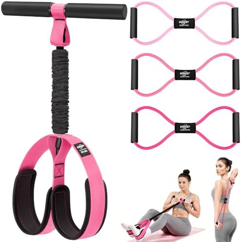 Pedal Resistance Band with Handle, Upgraded Durable Thickened Latex Tubes and Soft Foam Fabric Foot Pedal, Sit Up Exercise Equipment for Abdomen, Waist, Arm, Core/ABS, Leg, Physical Therapy
