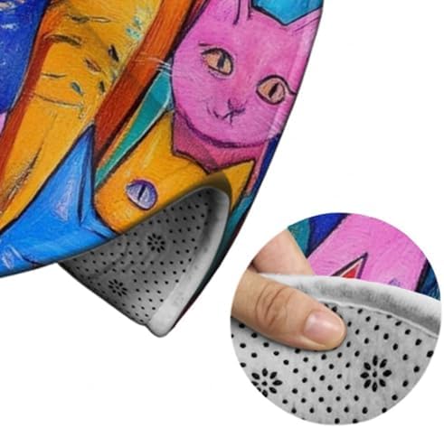 Large Round Area Rug Home Decor Modern Bathroom Rug Kitchen Office Circle Rug for Living Room Sofa Circle Cute Mat Colorful Cats Art, 60inch