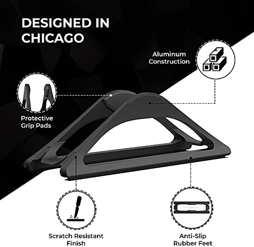 HumanCentric Vertical Laptop Stand for Desks Adjustable Matte Black MacBook