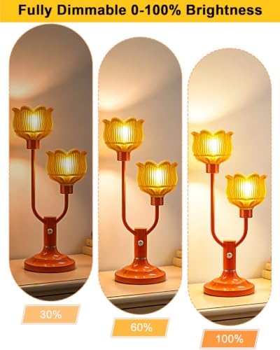 Lightdot Flower Orange Table Lamp Vintage Lamp 2 Bulbs Included Dimmable