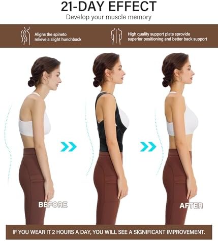 URSEXYLY Back Brace Posture Corrector for Women Breathable Posture Brace Back Adjustable Full Back Support,Upper and Lower Back Pain Relief(Medium,Black)