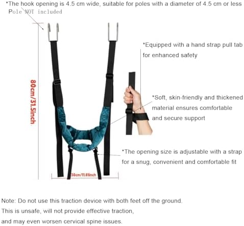 Portable Cervical Traction Harness Neck Stretcher for Home-Adjustable Neck Traction Strap for Neck Fatigue Relief for Adults (Hook Design)