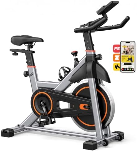 Exercise Bike with APP, Stationary Bikes for Home, Workout Bike for Adults & Seniors, Cycle Machine, Adjustable Height and Resistance, Low Noise, 265lbs Weight Capacity, Easy Assembly
