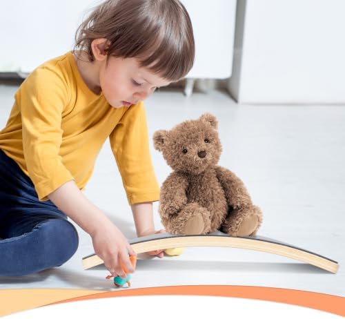 Kids Balance Board - 100% Natural Wood Wobble Board with Non-Slip Safety Pads Child-Safe Design for Indoor/Outdoor Play Toddler Balance Board for Ages 3-12, Eco-Friendly & Durable