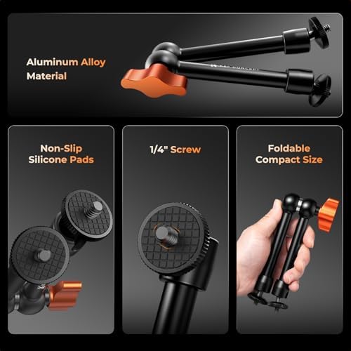K&F CONCEPT 2-Pack 9.8" Magic Arm, 1/4" Screw Camera Mount Arm