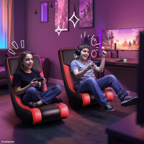 GTPLAYER Floor Rocker Gaming Chair – Adjustable Angle Limiter, Ultra Lightweight Ergonomic Floor Rocking Game Seat for Gaming and Lounging, Red