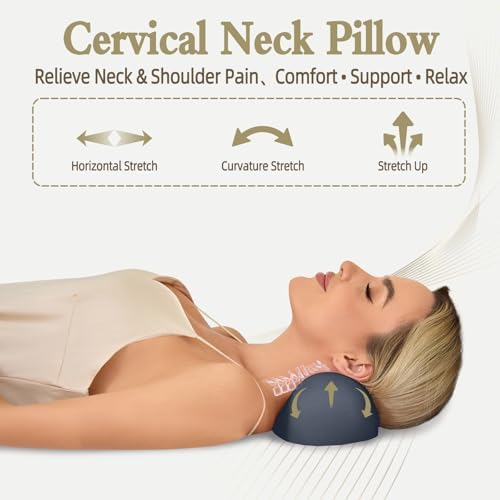 HydroAurum Cervical Neck Pillow, 100% Memory Foam Neck Roll Pillow for Neck and Shoulder Pain Relief, Orthopedic Support for Office Workers, Drivers & Yoga