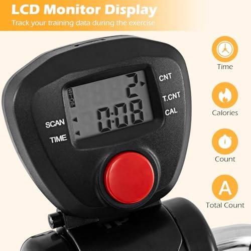 GYMAX Pedal Exerciser Bike Arm Leg Knee Physical Therapy Peddler, Adjustable Fitness Equipment Home Exercise Bike with LCD Monitor for Seniors Total Body Workout, Elderly Rehab