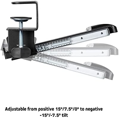 Kantek Desk Clamp Tilting Keyboard Tray, 5 Tilt Angles, Negative and Positive Tilt, Slides Under Desk, 26.8-Inch W x 11.1-Inch D, Black (KT175)