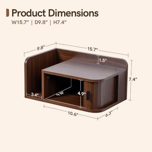 Floating Nightstand Set of 2 Walnut Bedside Table with Open Shelf