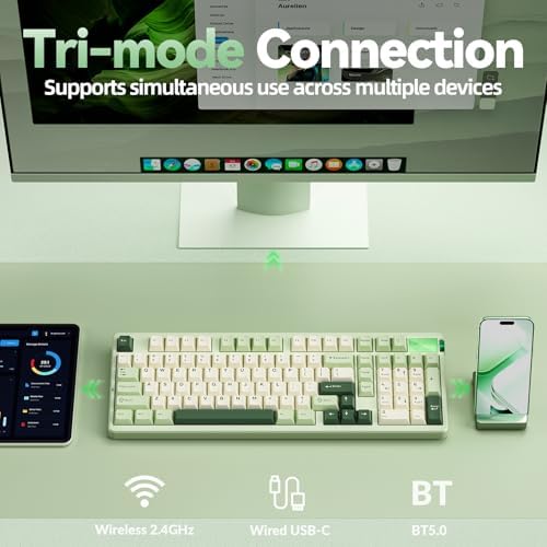 LEOBOG A98 Wireless Creamy Mechanical Gaming Keyboard with Number Pad Knob