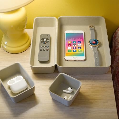 Welaxy Office Felt Desk Drawer Organizer Tray 8pc Stone Natural Storage Bin