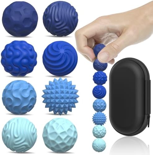 Silicone Magnetic Balls, Fidget Toys for Adults & Teens, 6PCS Stress Balls Sensory Toy, Quiet Magnet Desk Fidgets with Textured, ADHD Anxiety Relief Items, Fun Stocking Suffers Gifts (Blue(8-Pack))
