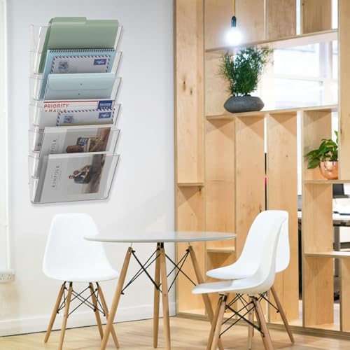 MINDEPOT 1 Pockets Acrylic Wall File Organizer Clear File Holder for Office