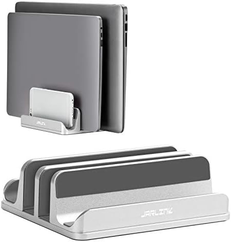JARLINK 4-in-1 Adjustable Vertical Laptop Stand, Aluminum Holder, Silver