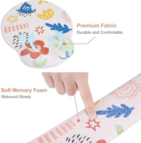 Petmolico Desk Pad Set with Wrist Rest for Keyboard & Mouse, Colorful