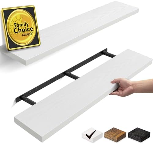 BAYKA White Floating Shelves 47.2in, Set of 2, Wall Mounted for Wall Decor